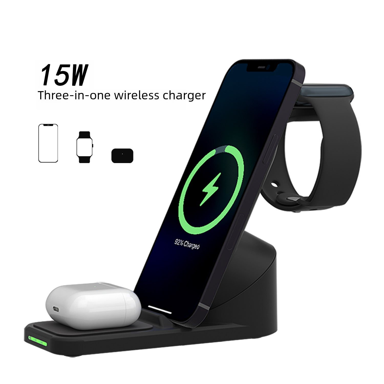 15W Three-in-one Wireless Charger For Apple 12 Iwatch TWS Vertical Multi-function Wireless Charger