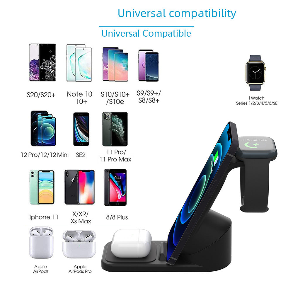 15W Three-in-one Wireless Charger For Apple 12 Iwatch TWS Vertical Multi-function Wireless Charger