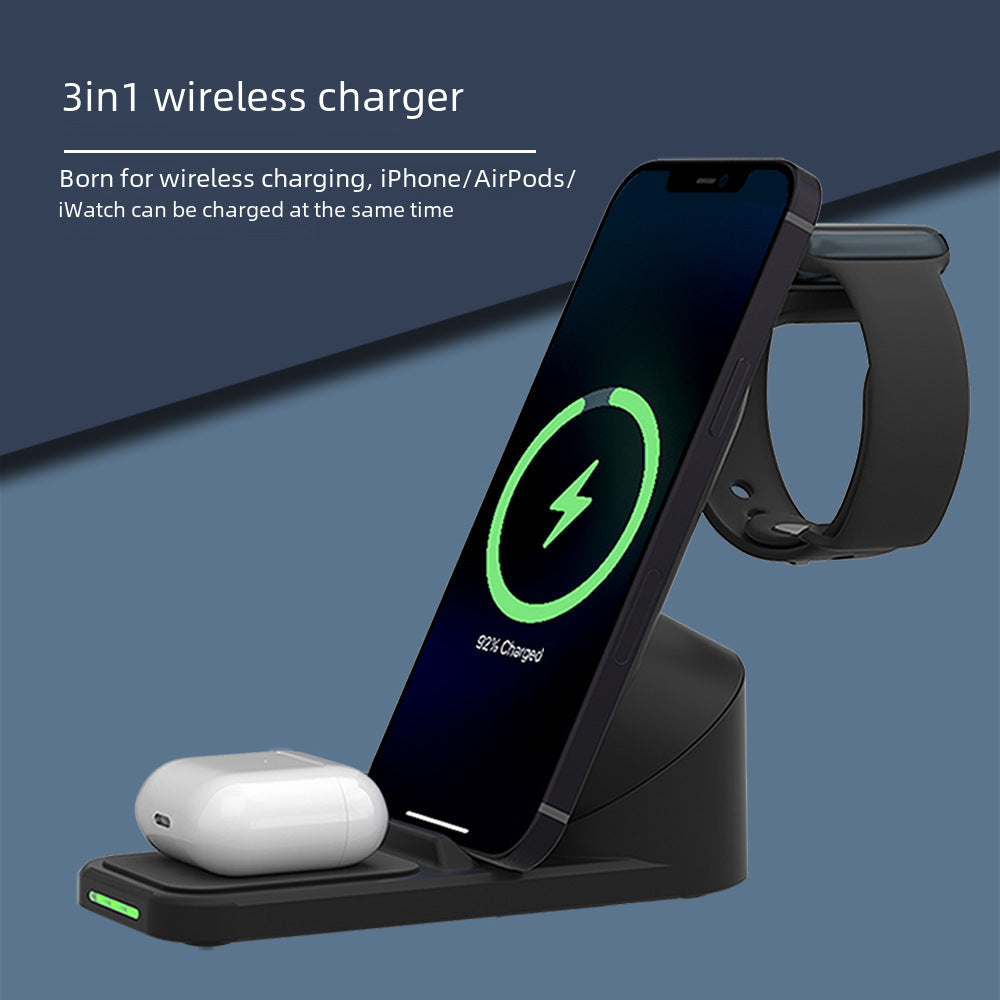 15W Three-in-one Wireless Charger For Apple 12 Iwatch TWS Vertical Multi-function Wireless Charger
