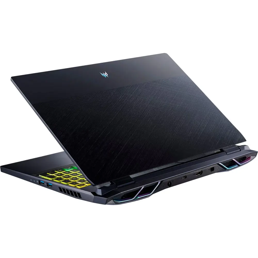 Black Acer Predator Helios RTX 3060 Intel i7 Gaming Laptop with colorful keyboard