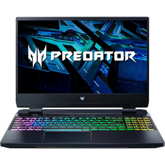 Black Acer Predator Helios RTX 3060 gaming laptop with rainbow keyboard design