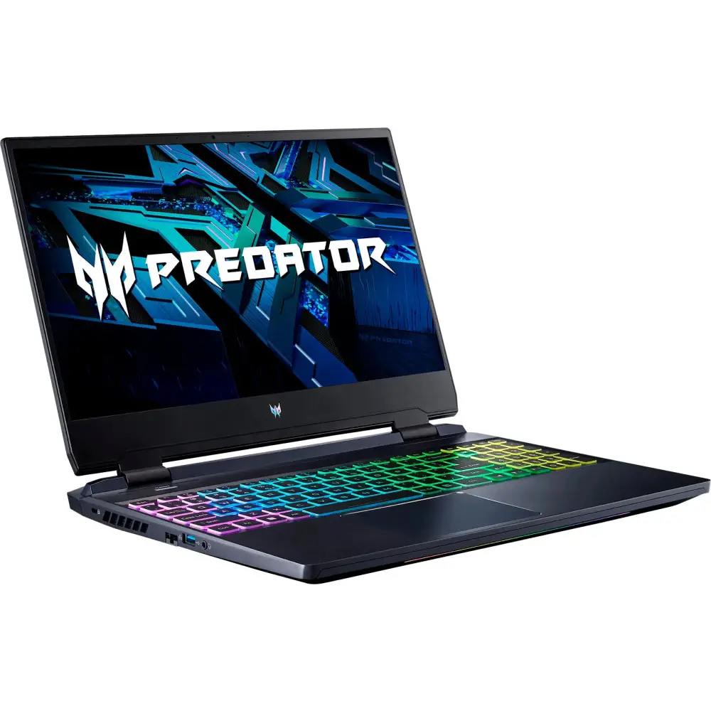 Black Acer Predator Helios RTX 3060 Intel i7 Gaming Laptop with rainbow keyboard