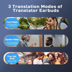 Black Wireless Language Translation Earbuds for Travel Business advertisement image