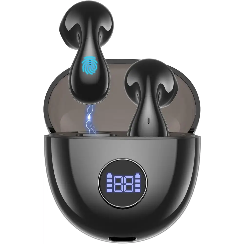 Black Wireless Language Translation Earbuds with Charging Case for Travel Business