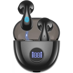 Black Wireless Language Translation Earbuds with Charging Case for Travel Business