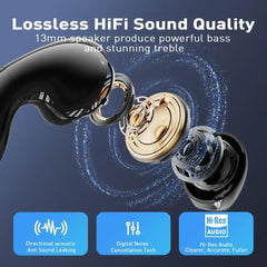 Exploded view of Black Wireless Language Translation Earbuds for Travel Business
