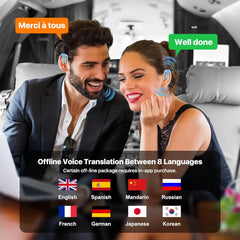 Offline voice translation earbuds in Wireless Language Translator Earbuds Matte Black Elegant Milky White