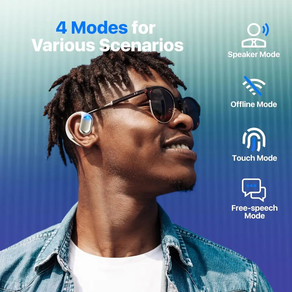 Wireless Language Translator Earbuds in Matte Black and Elegant Milky White with multiple modes