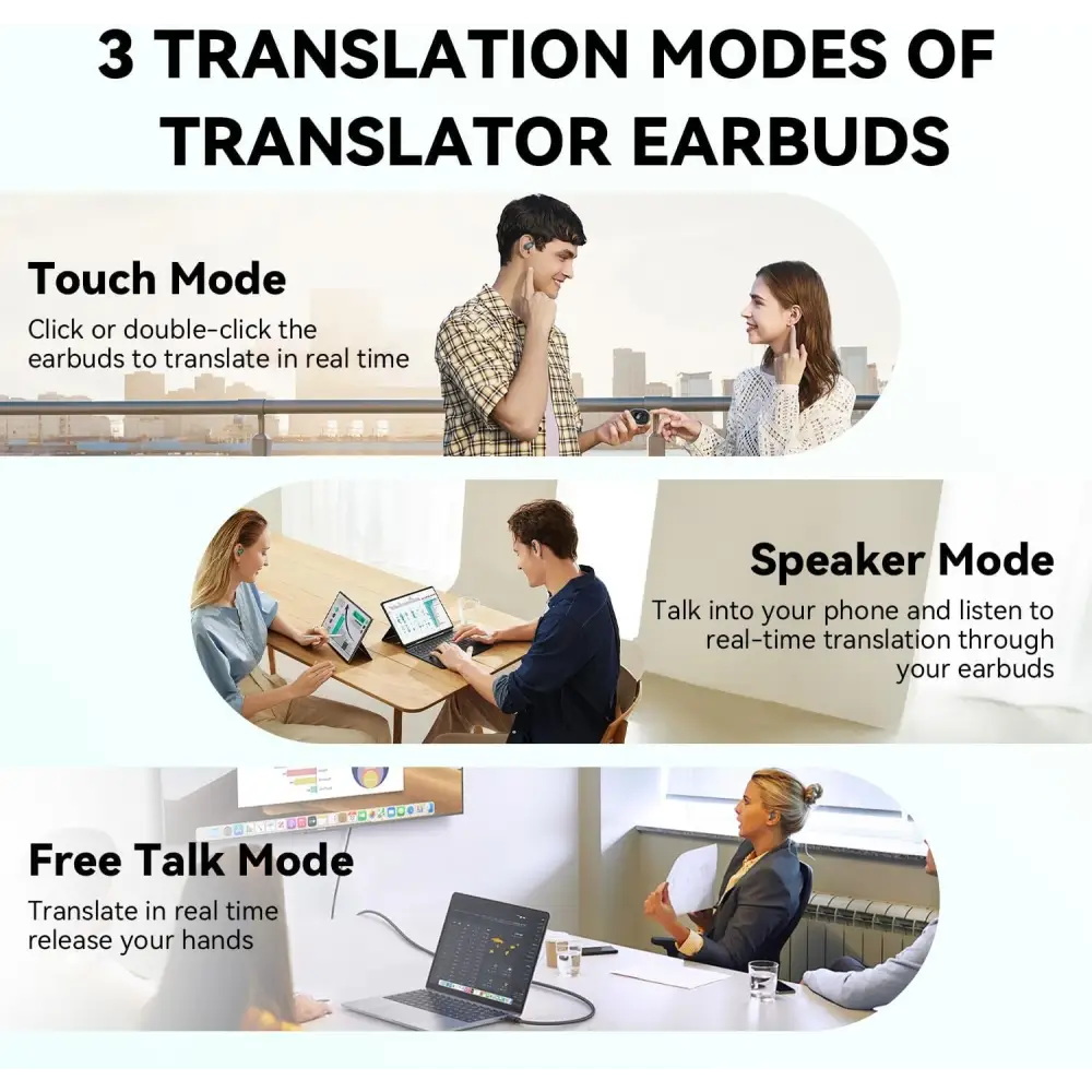 Wireless Language Translator Earbuds for Real-Time 144-Language Translation Advertisement