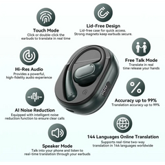 Wireless Language Translator Earbuds with charging case for real-time translation