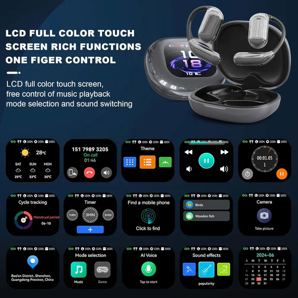 Wireless earbuds with touchscreen case featured in AI Real Time Translation Earbuds 144 Languages