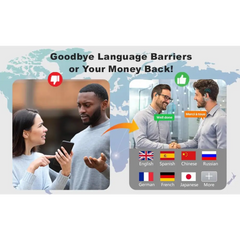 Language translation advertisement for AI Real Time Translation Earbuds 144 Languages