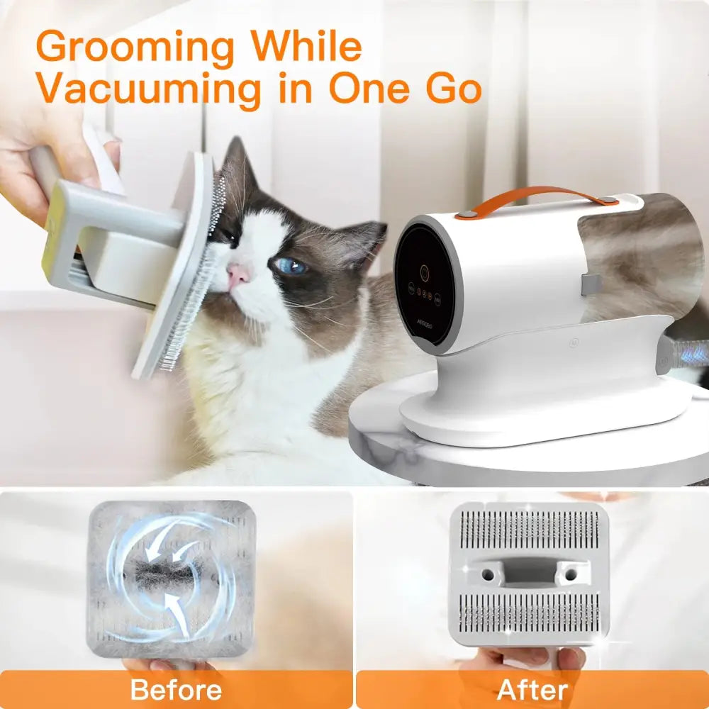AIRROBO PG100 5-in-1 Pet Grooming Kit and Vacuum for efficient cat grooming and cleaning