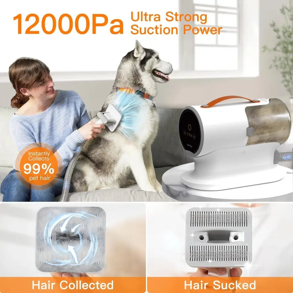 Pet grooming vacuum from AIRROBO PG100 5-in-1 Grooming Kit for efficient fur removal