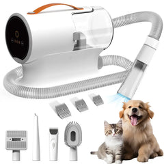 White AIRROBO PG100 5-in-1 Pet Grooming Kit and Vacuum with attachments for pet care