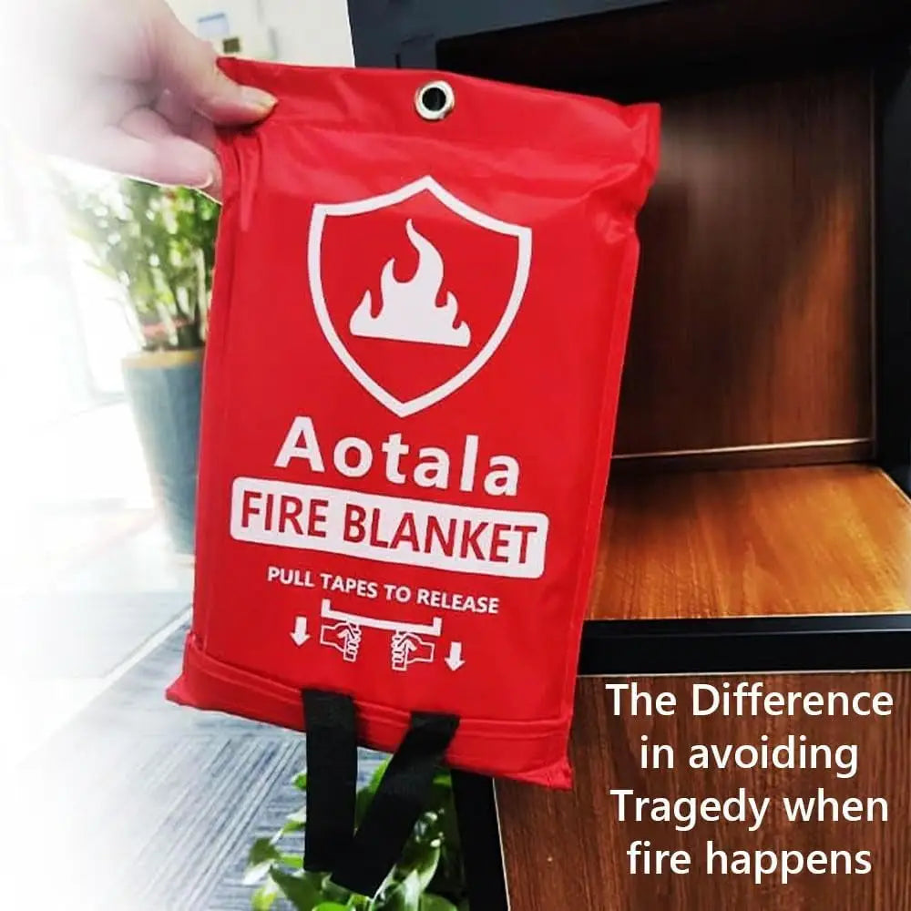 Red fire blanket in packaging for Aotala Emergency Blanket 1022°F Heat Resistance