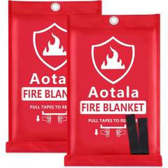 Two red fire blankets in pouches from Aotala Emergency Blanket 1022°F Heat Resistance