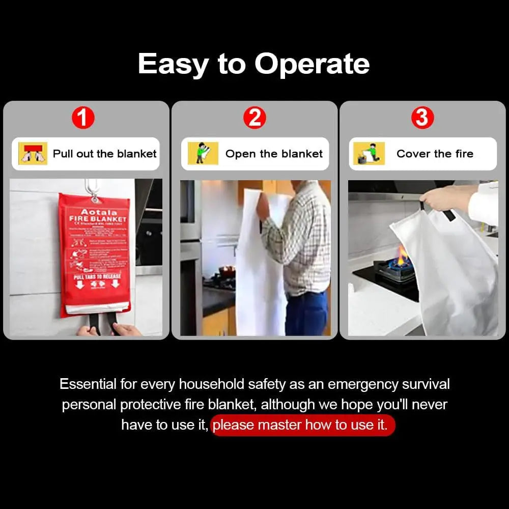 Fire blanket usage instructions for Aotala Emergency Blanket 1022°F Heat Resistance