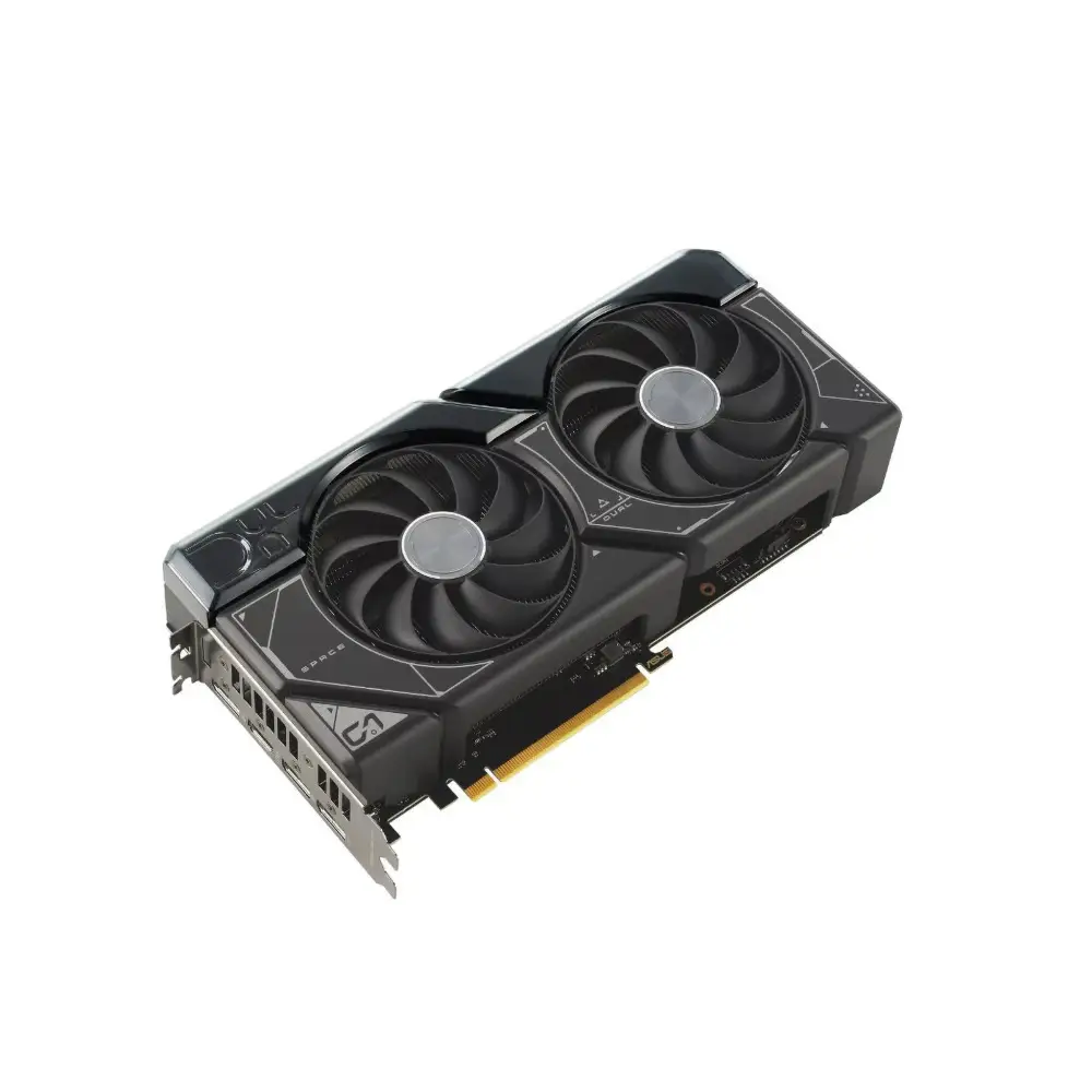 Black ASUS Dual GeForce RTX SUPER 12GB GDDR6X Graphics Card with dual fans