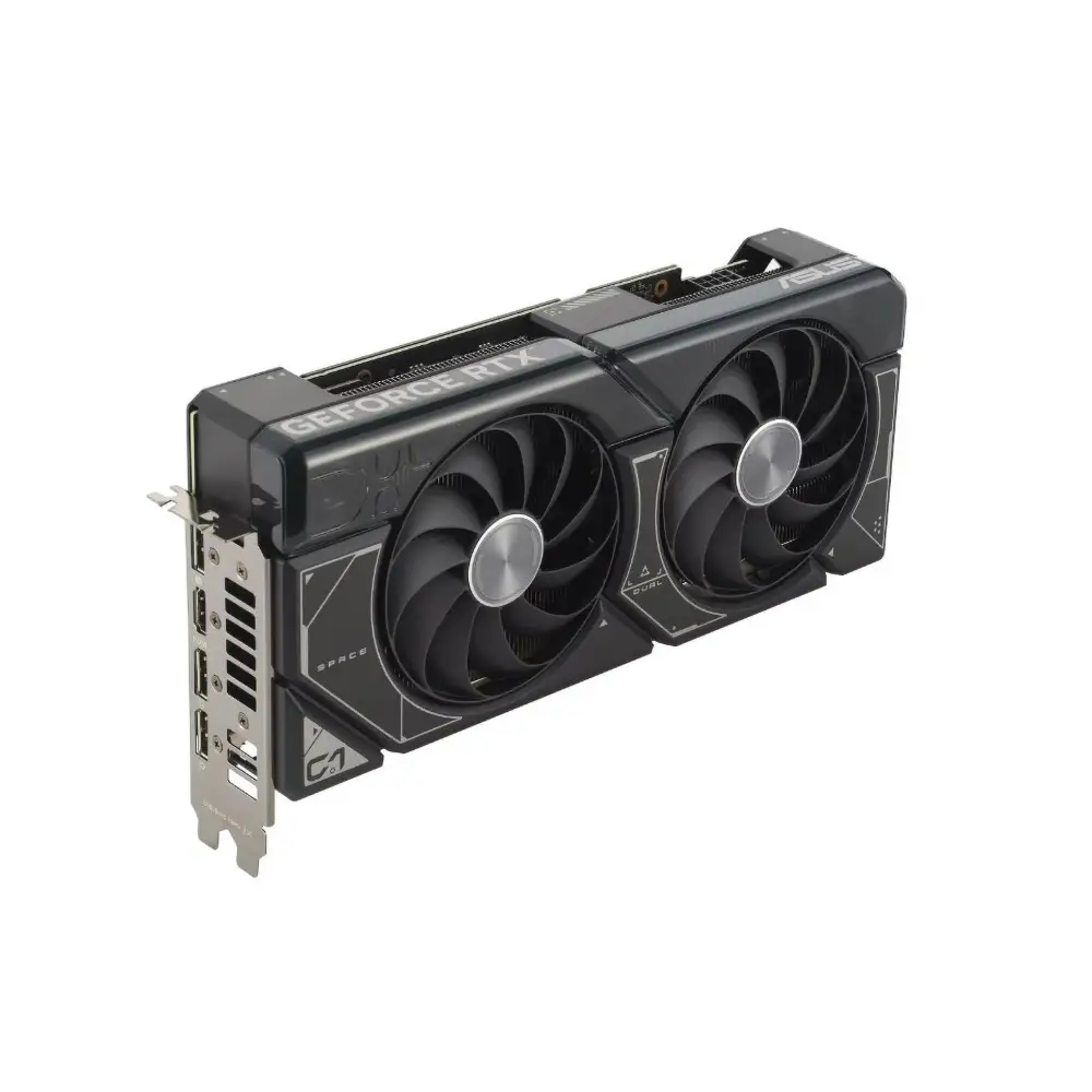 Black ASUS Dual GeForce RTX SUPER 12GB GDDR6X Graphics Card with dual fans