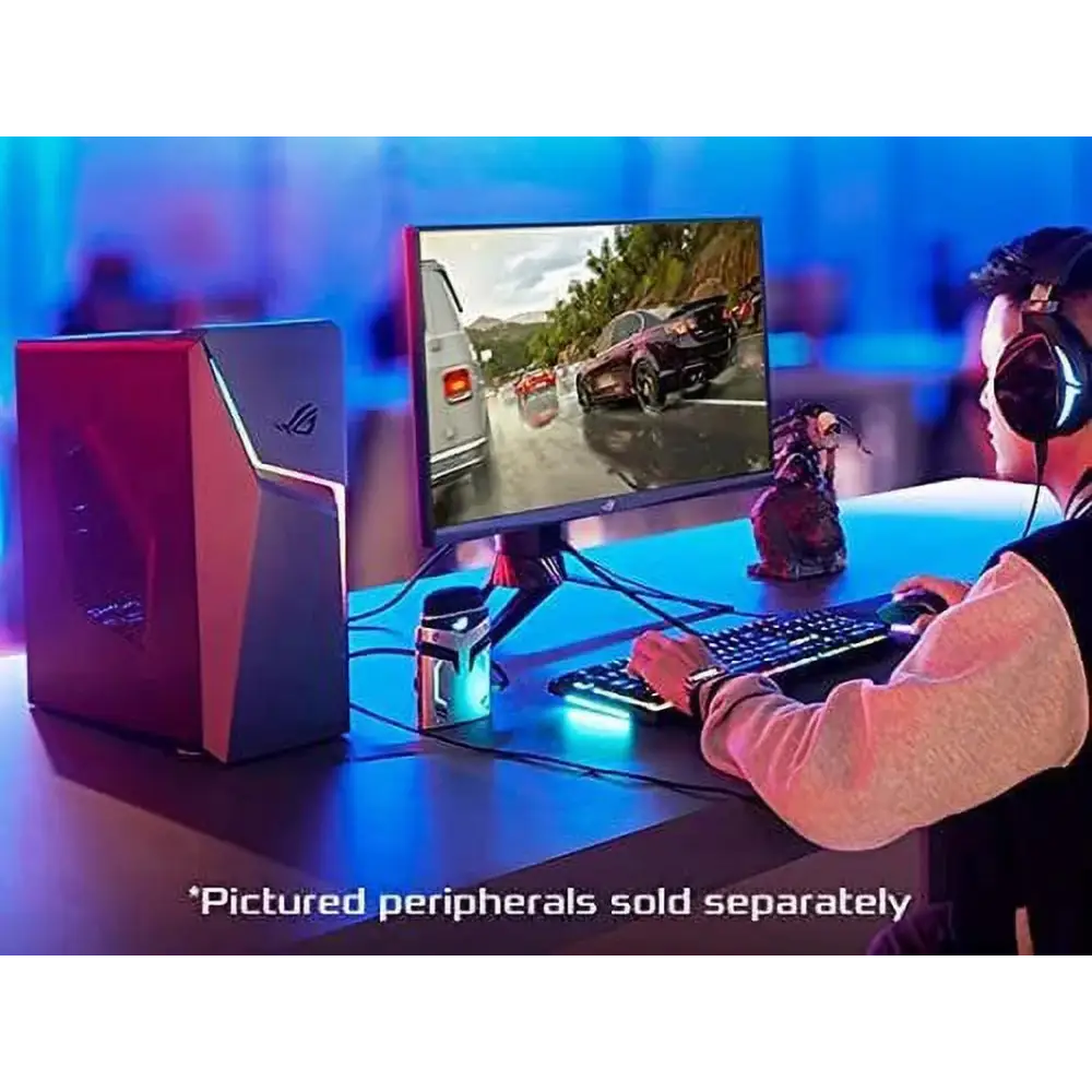 ASUS ROG Strix G10 Intel i7 RTX 3060 Aura Sync Gaming PC setup with RGB lighting