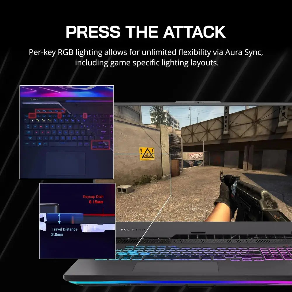 Asus ROG Strix G17 RTX 4060 QHD 240Hz Laptop with RGB keyboard lighting
