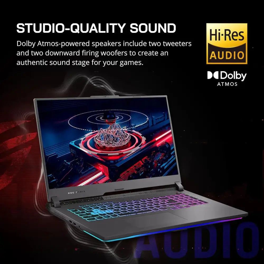 Asus ROG Strix G17 RTX 4060 QHD 240Hz gaming laptop with colorful keyboard lights