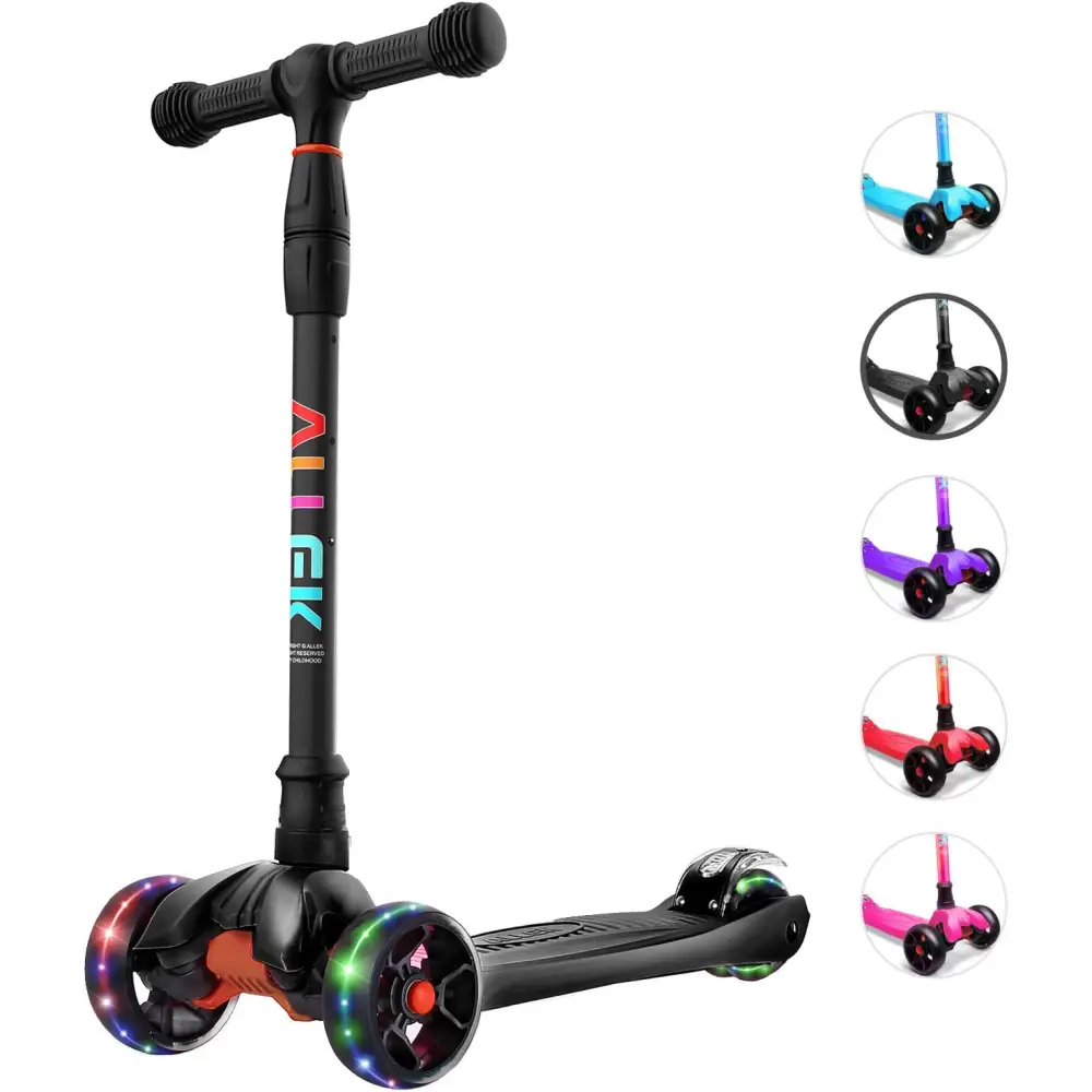 Three-wheeled kick scooter with illuminated wheels from Illuminated Three Wheel Scooter Variant Total