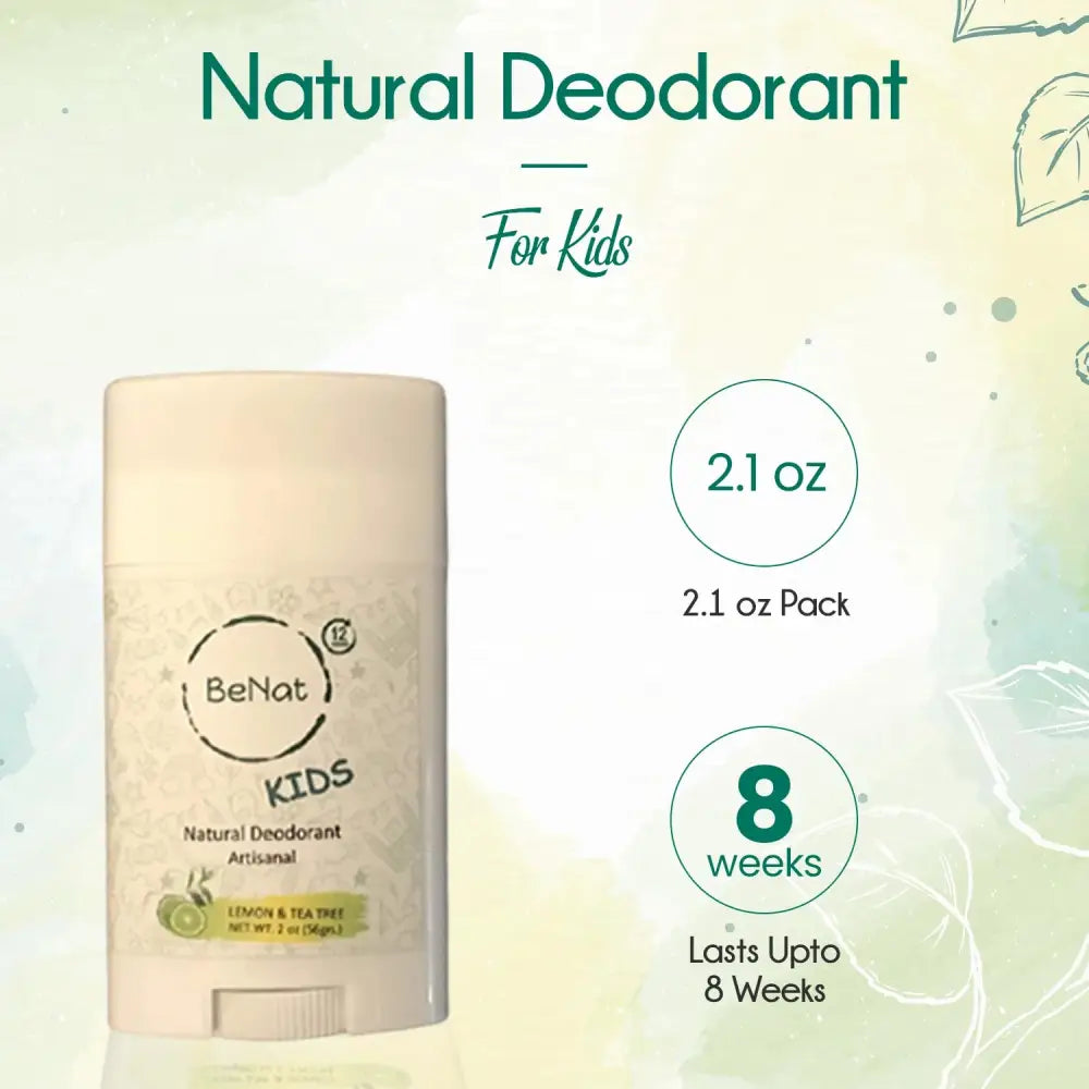 BeNat Natural Deodorant for Kids, Teens, and Expecting Mothers in a stick format