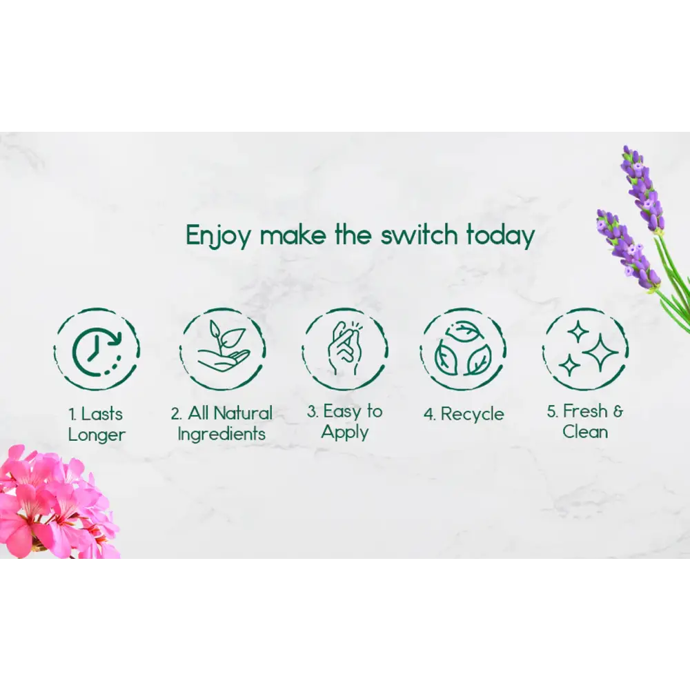 Product benefits icons for BeNat Natural Deodorant for Kids, Teens, and Expecting Mothers