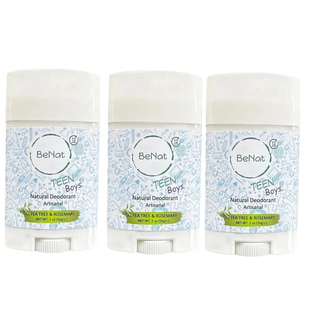 Three sticks of BeNat Natural Deodorant for Kids, Teens, and Expecting Mothers