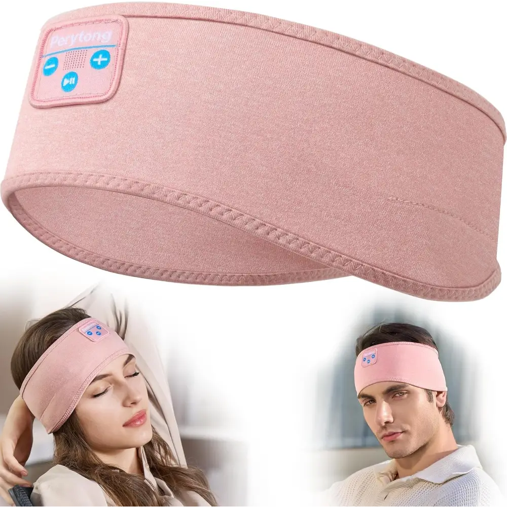 Pink Bluetooth sleep headband from Perytong Bluetooth Sleep Headphones Headband Gray
