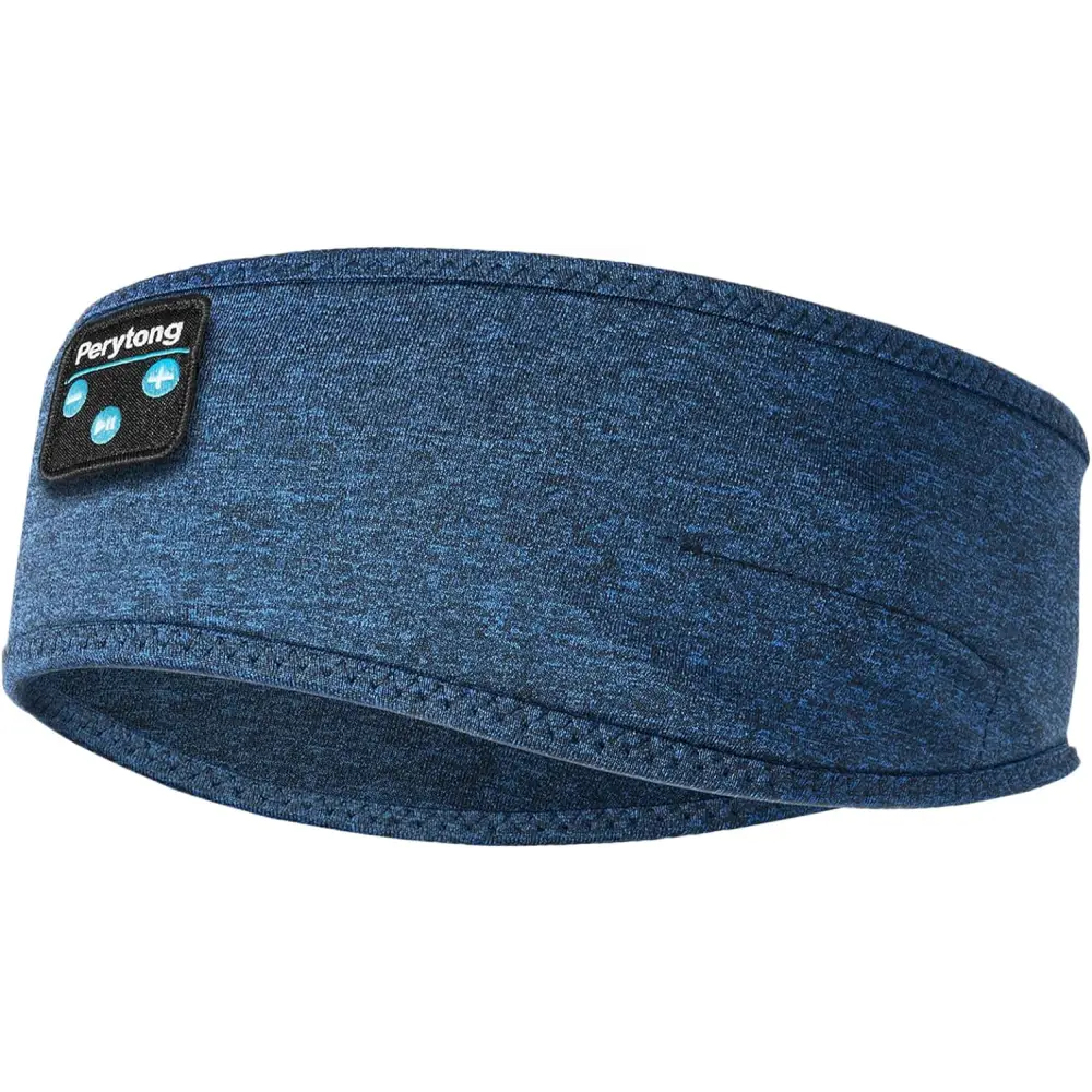 Blue fabric sleep headband with controls for Perytong Bluetooth Sleep Headphones