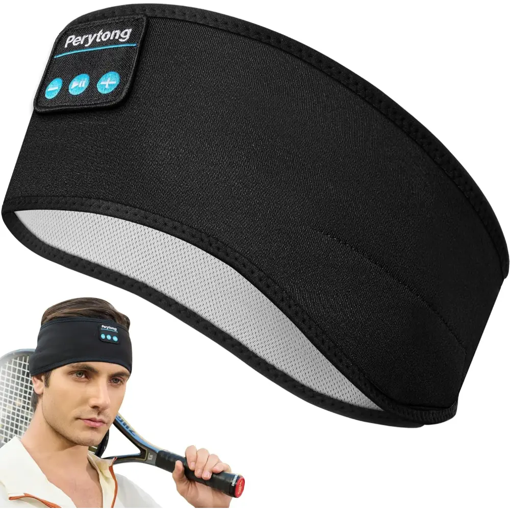 Black Bluetooth headband for Perytong Bluetooth Sleep Headphones in Gray color