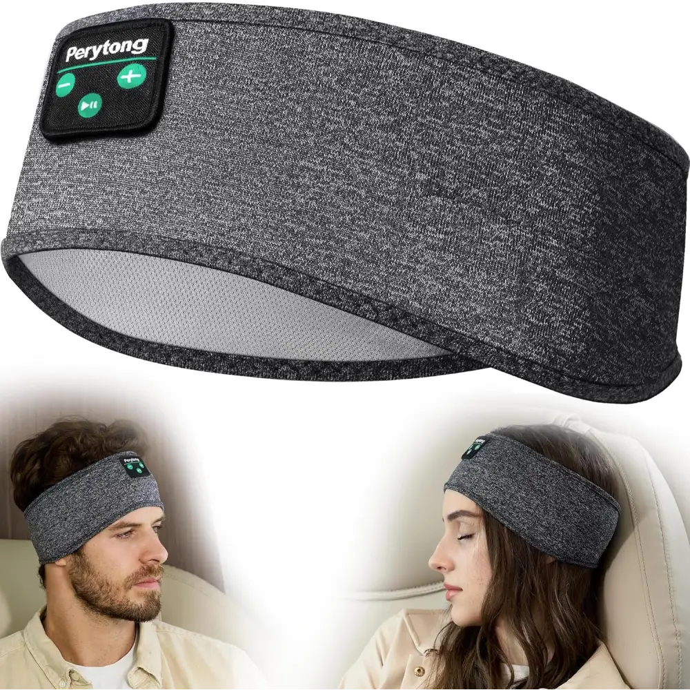 Gray Perytong Bluetooth Sleep Headphones Headband for comfortable music and relaxation