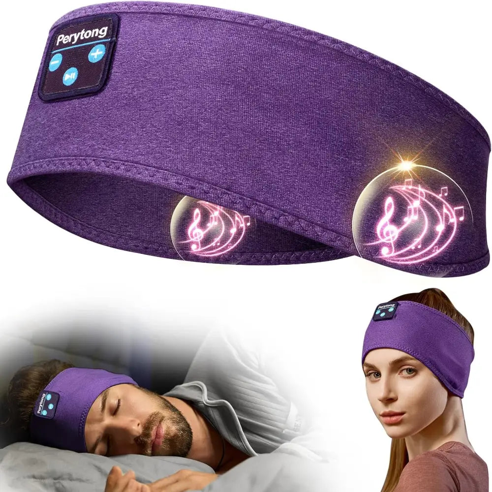 Purple Perytong Bluetooth Sleep Headphones Headband for comfortable nighttime use