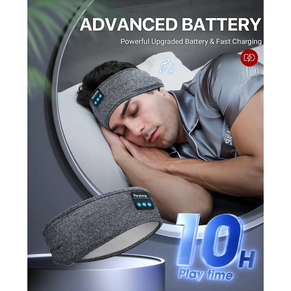 Gray Perytong Bluetooth Sleep Headband for comfortable and wireless audio