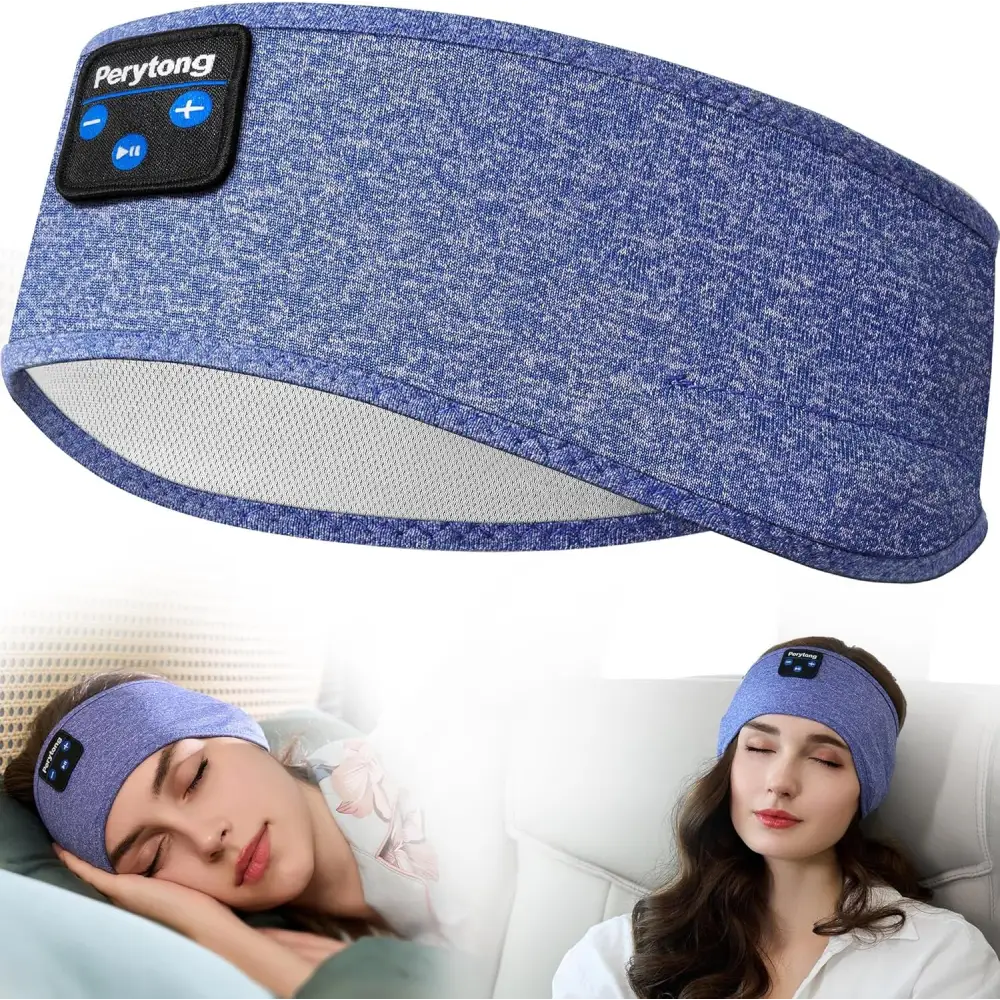 Blue Sleep Headphones Headband for Comfortable Wireless Listening at Night