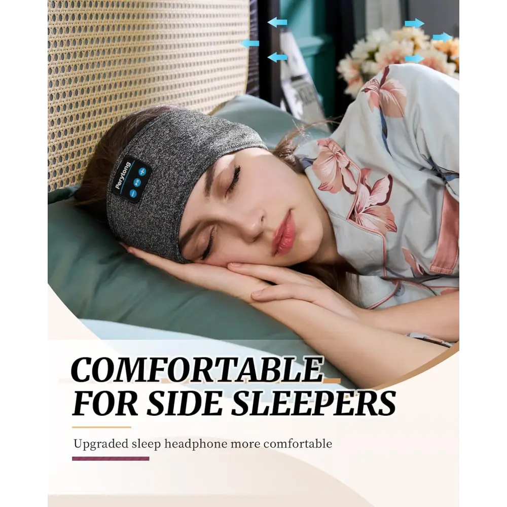 Gray Perytong Bluetooth Sleep Headphones Headband for Comfortable Restful Sleeping