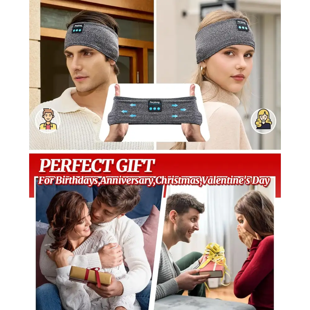 Gray Bluetooth Sleep Headphones Headband by Perytong for comfortable listening