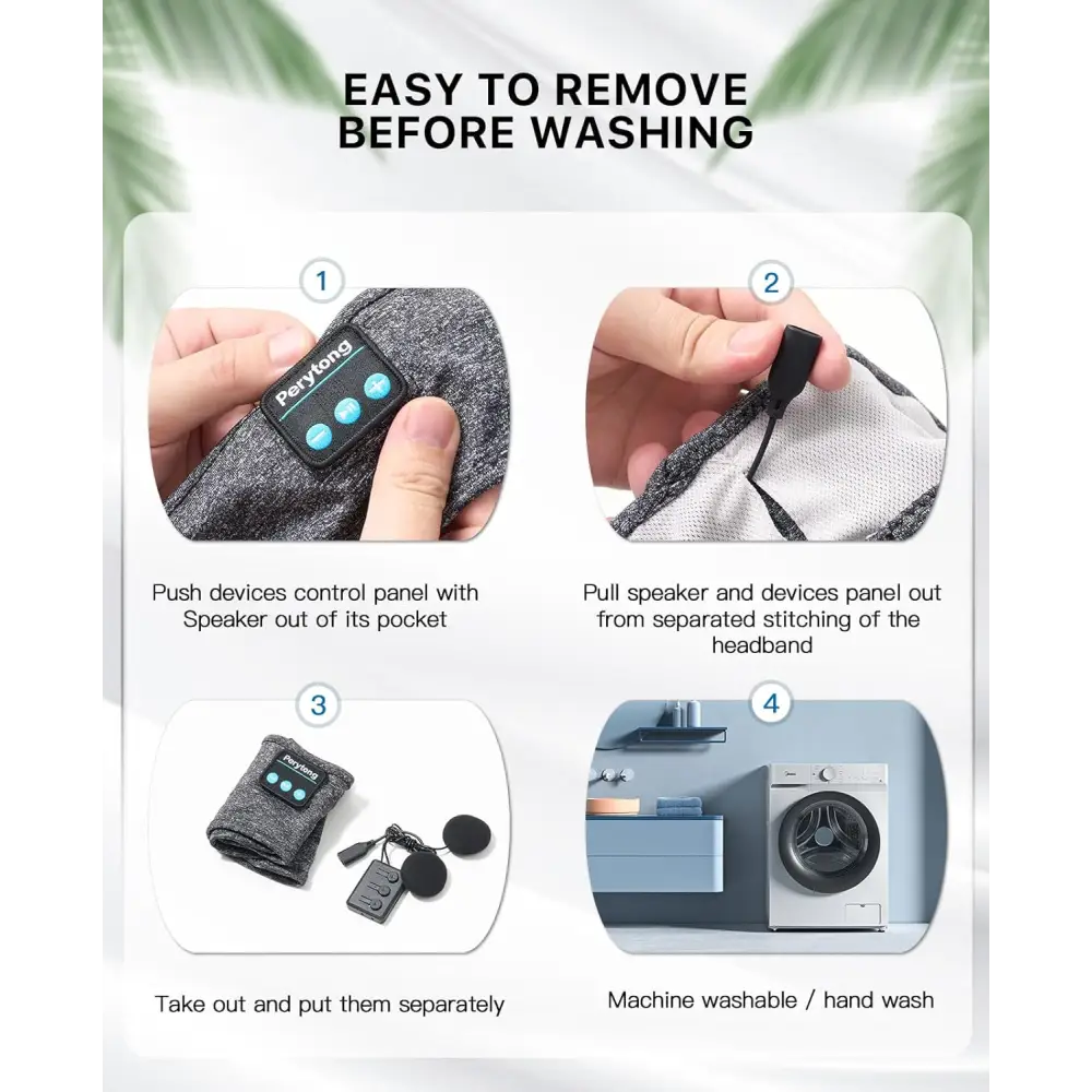 Headband washing instructions for Perytong Bluetooth Sleep Headphones in Gray