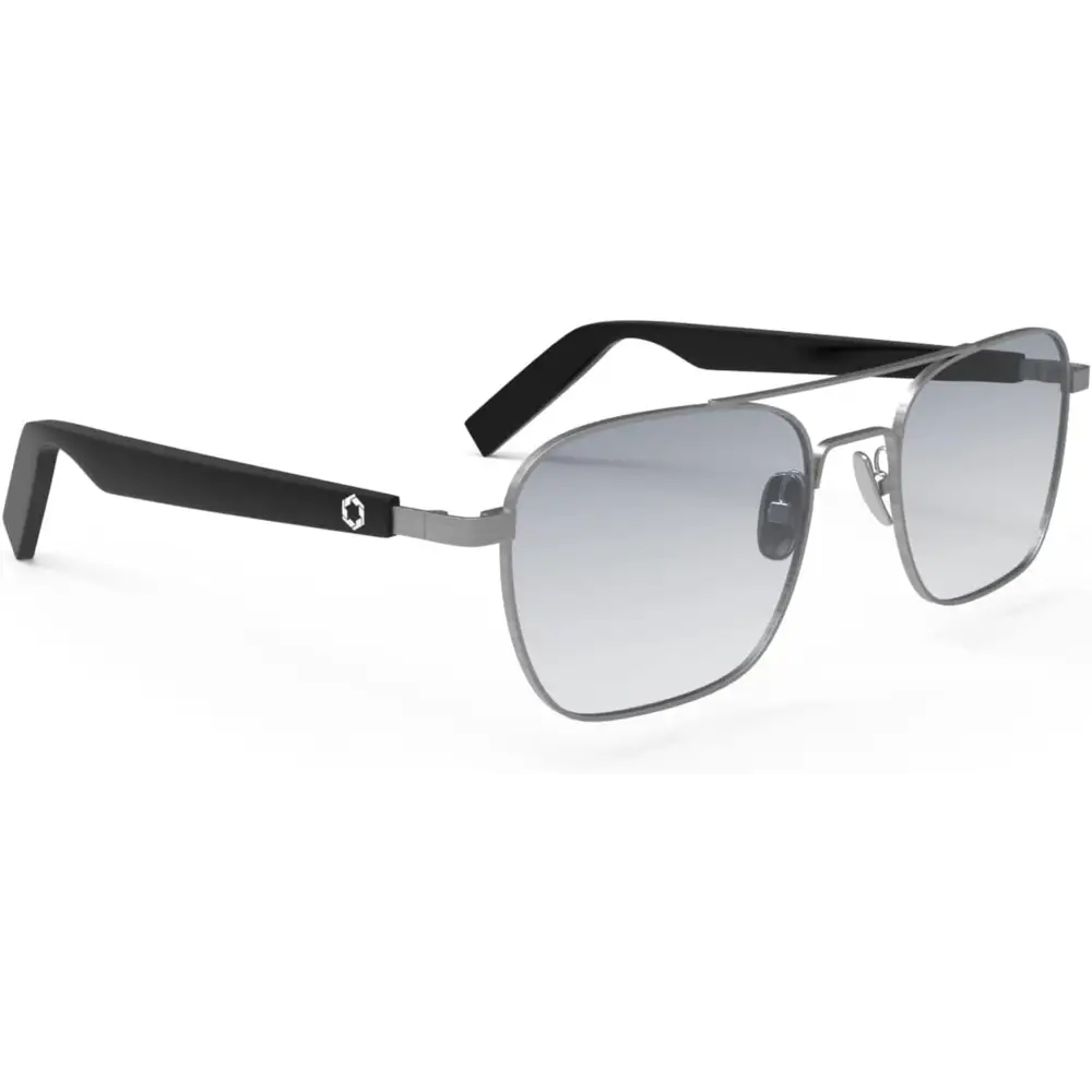 Aviator-style Lucyd Lyte Bluetooth Sunglasses with gray gradient lenses and touch control
