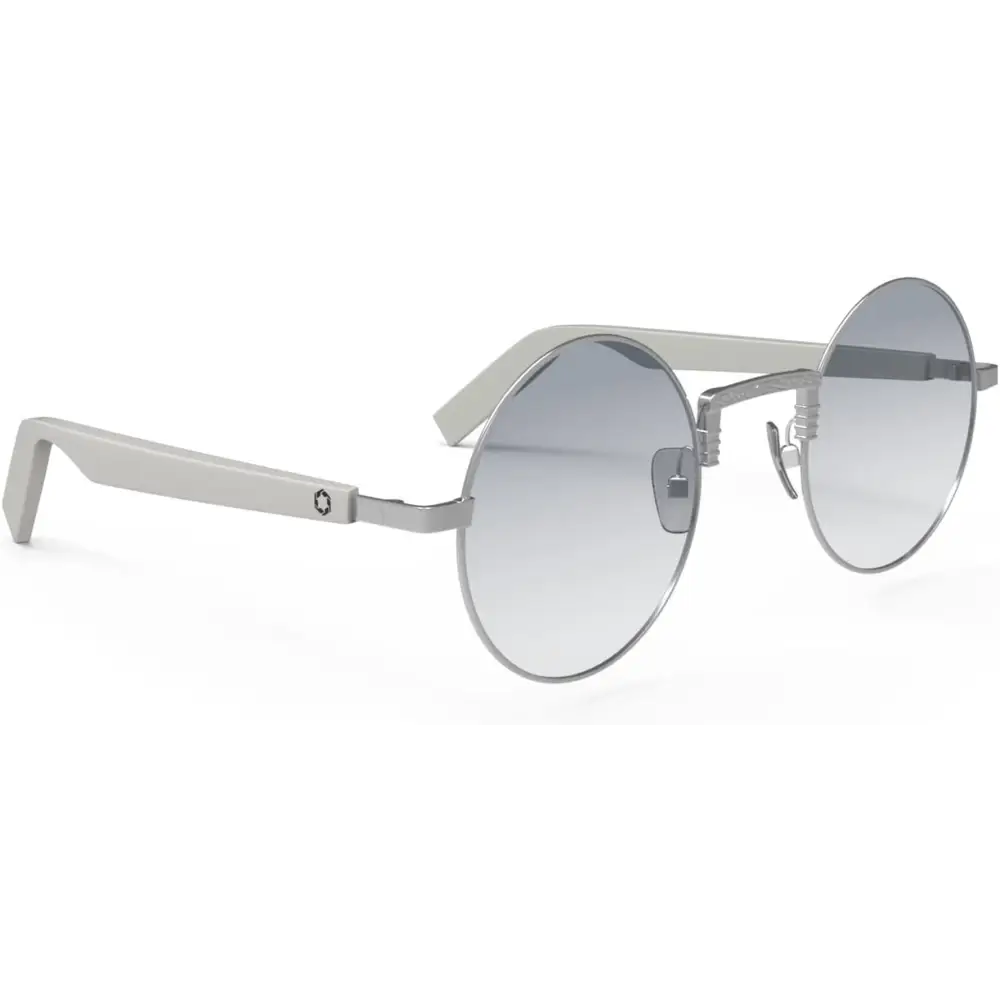 Round silver sunglasses from Lucyd Lyte with Bluetooth audio and touch control