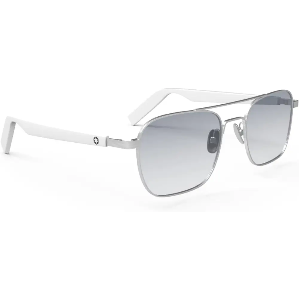 Silver aviator sunglasses with white temples from Lucyd Lyte Bluetooth Sunglasses collection