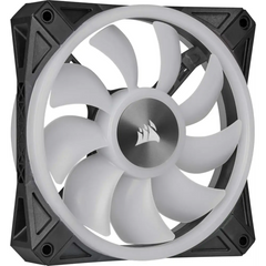 Corsair QL120 RGB Triple Fan Kit showcasing a computer case fan with white blades and RGB ring