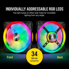Corsair QL120 RGB Triple Fan Kit featuring two RGB LED computer fans