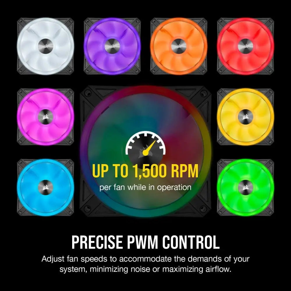 Colorful Corsair QL120 RGB Cooling Fans in a Triple Fan Kit for enhanced PC performance