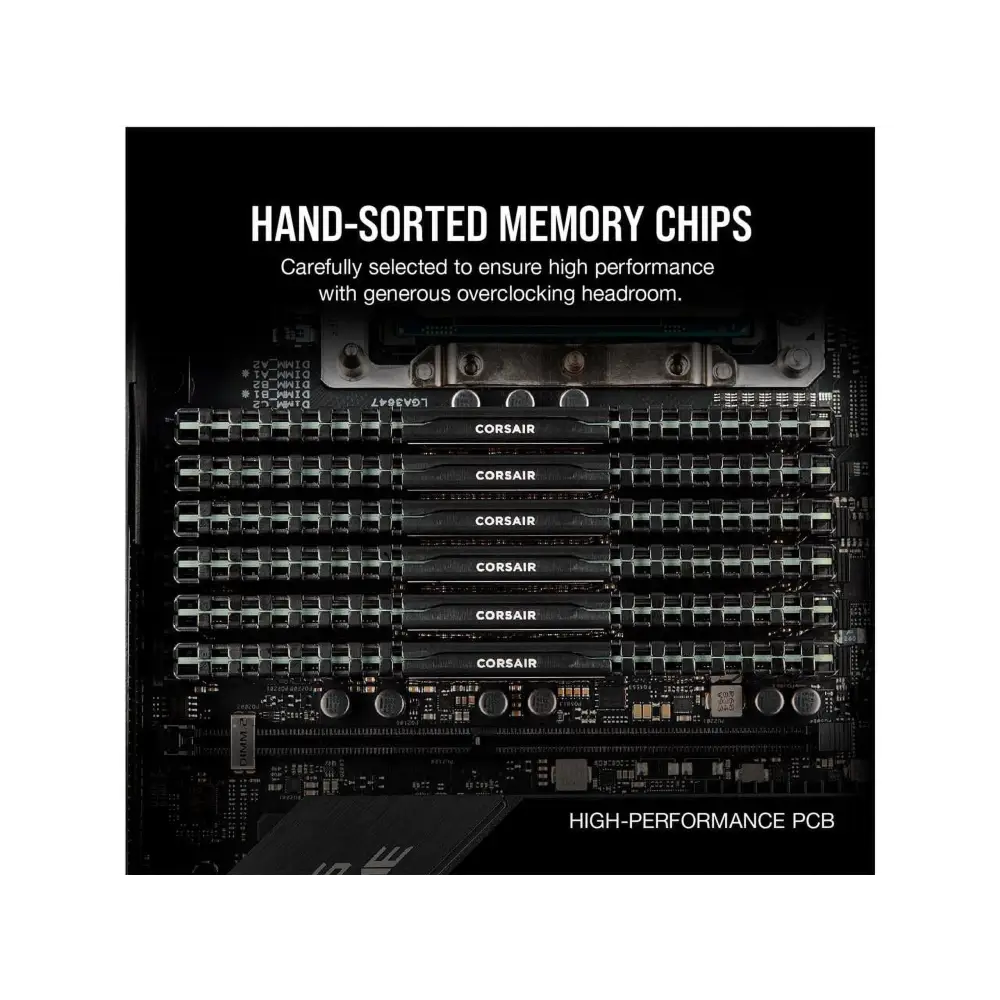 Computer motherboard featuring Corsair Vengeance LPX 16GB DDR4 3600MHz C18 memory kit