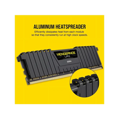 Black Corsair Vengeance LPX DDR4 RAM module in 16GB 3600MHz memory kit