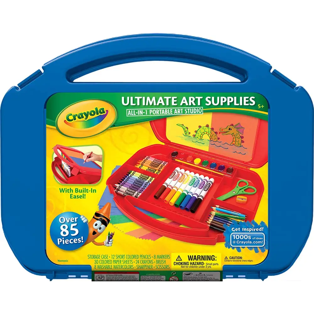 Crayola 85-Piece Art Set with Tabletop Easel in Portable Case for kids’ creativity